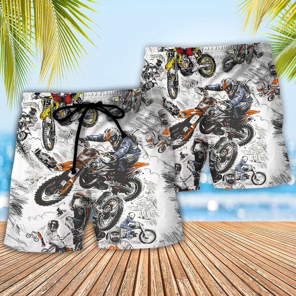 Motorcycle Beach Shorts Pattern Detail For Sunny Day Adventures And Easy Warm Weather Wear