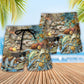 Cat Fish Beach Shorts Pattern Detail For Vacation Style And Weekend Casual Style