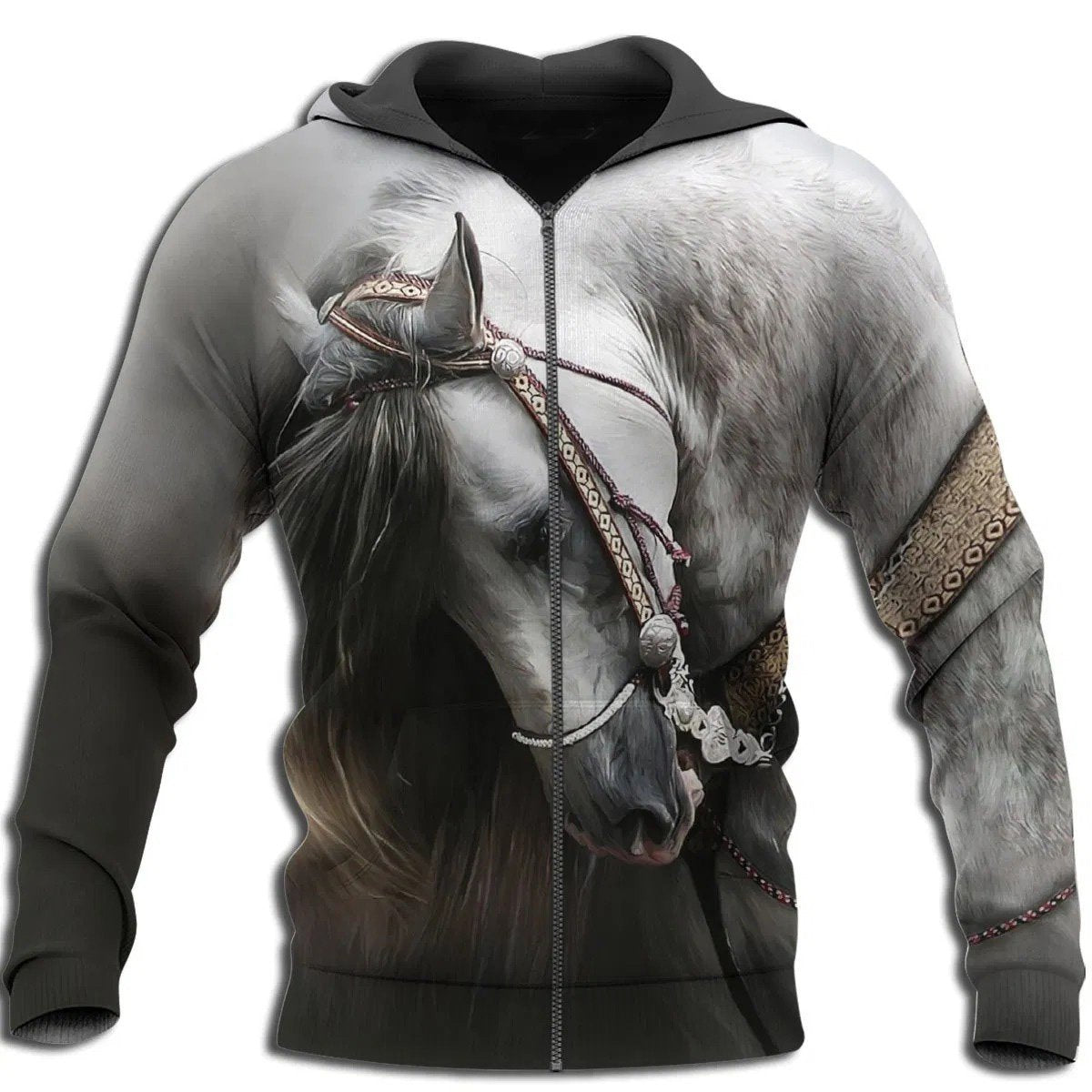 Horse Pattern Hoodie For Horse Inspired Streetwear Holidays And Comfortable Outfits