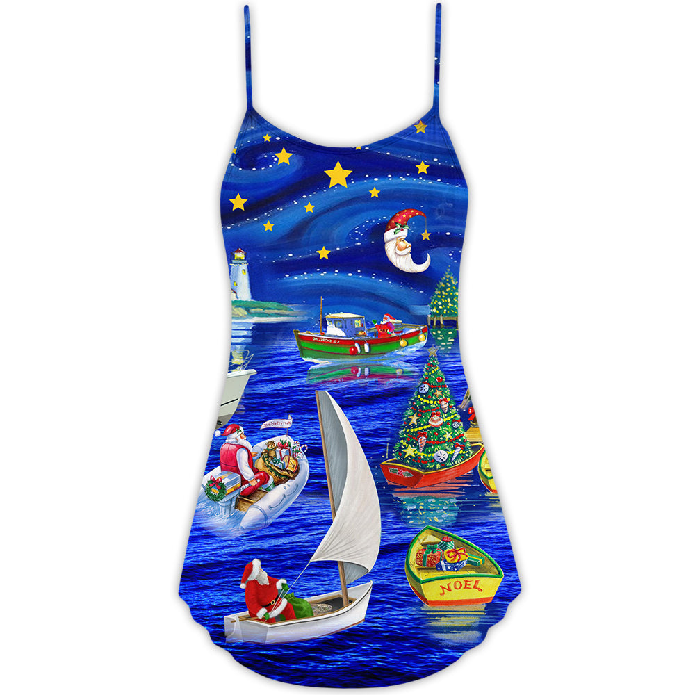Christmas Starry Night Holiday Theme – Women's Summer Sleeveless V-Neck Camisole Dress