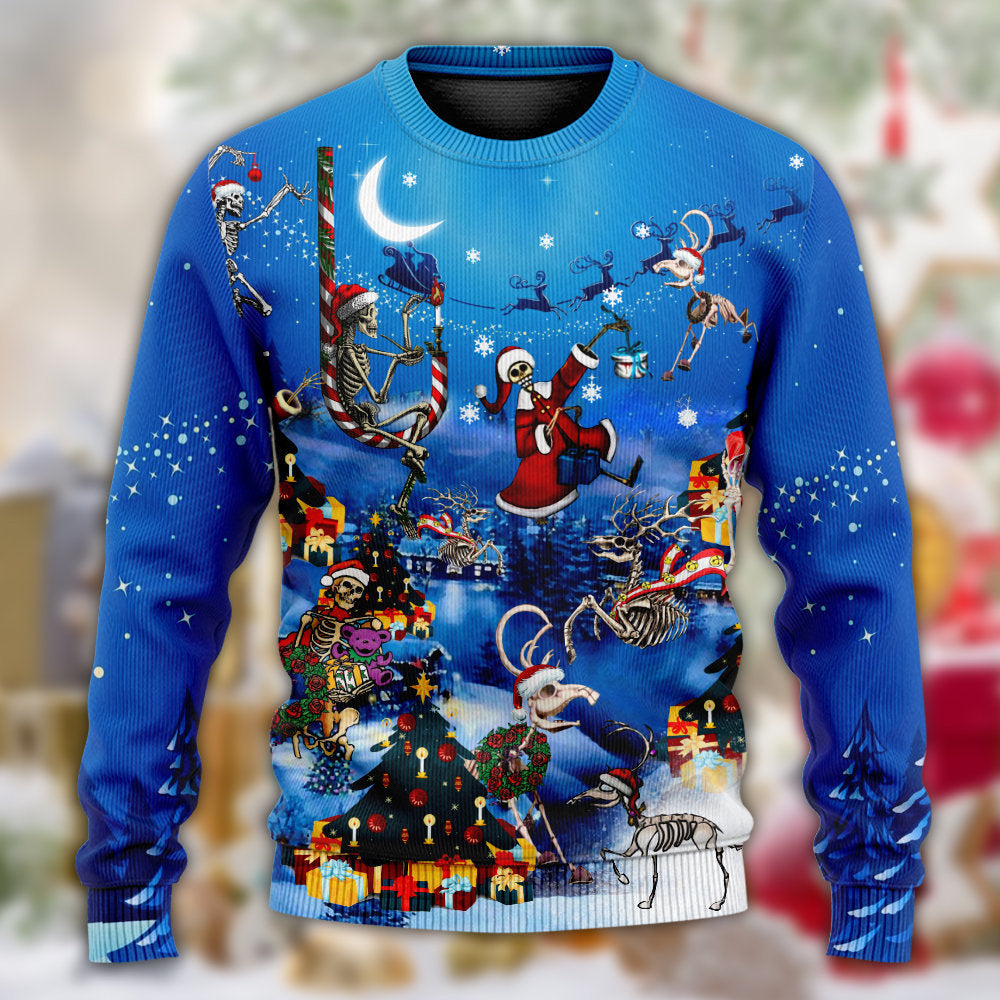 Christmas Skull Merry Xmas Sweater For Family Gatherings Winter Travel And Everyday Seasonal Comfort