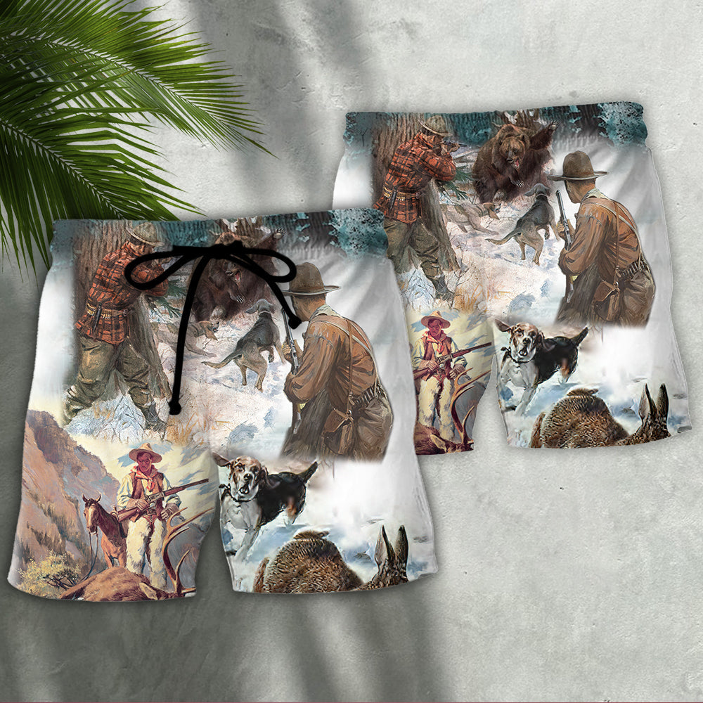 Hunting Snow Mountain Outdoor Style Beach Shorts For Game Day Getaways