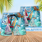 Sailing Wind Beach Shorts Pattern Detail For Vacation Style And Easy Warm Weather Wear