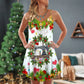 Christmas Sewing Machine Happy Place V-Neck Sleeveless Cami Dress For Vacations And Casual Warm Weather Wear