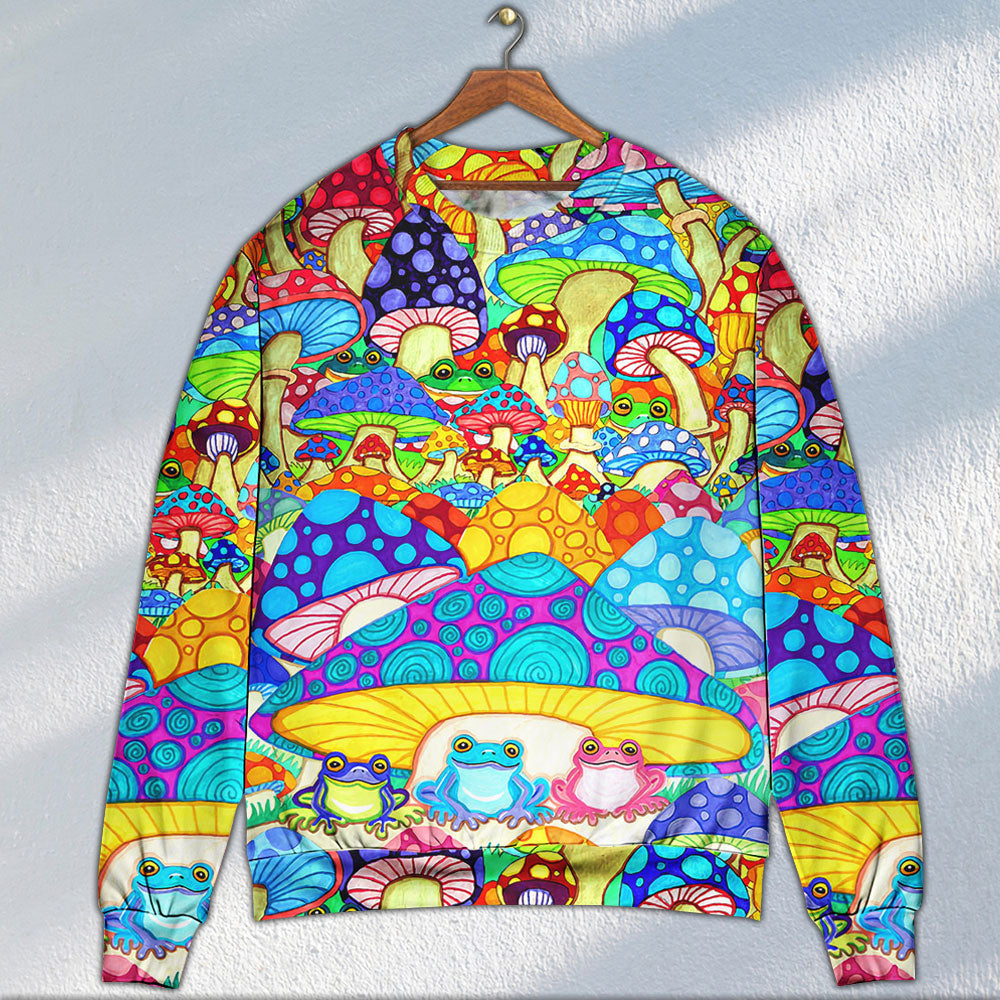 Hippie Frog Mushroom Peace Sweater For Psychedelic Art Fans Outdoor Events And Distinctive Gifts