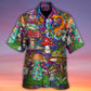 Bohemian Mushroom Peace Hawaiian Shirt Artwork Detail For Tropical Trips And Casual Outings