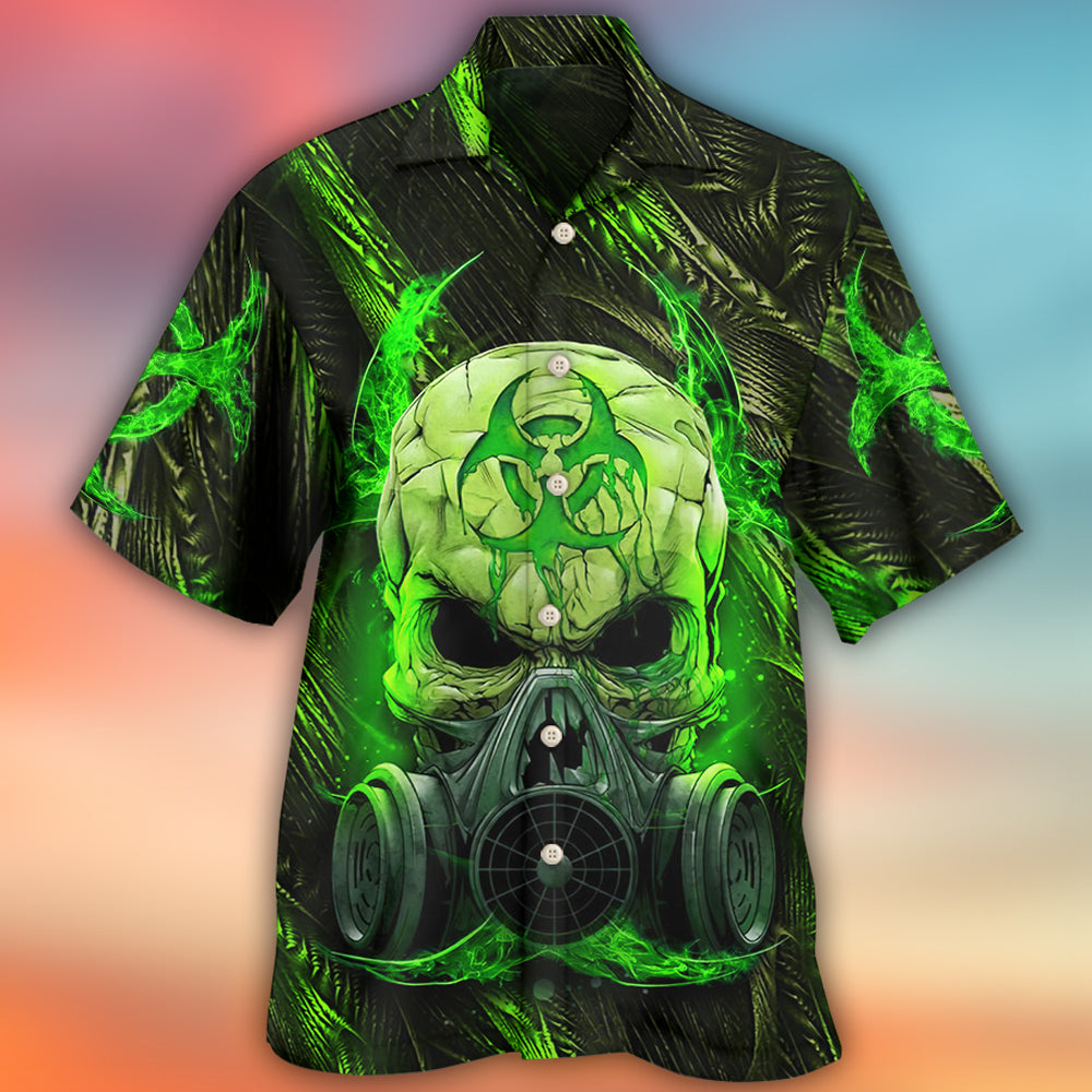 Green Skull Mask Lighting Hawaiian Shirt For Warm Weather Adventures And Everyday Comfort