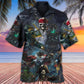 Nautical Pirate Skeleton Thunder Storm Hawaiian Shirt Pattern View For Lightweight Everyday Style