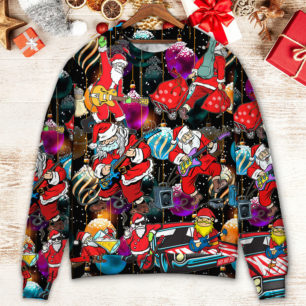 Christmas Guitar Music Santa Sweater For Seasonal Parties Cozy Gatherings And Thoughtful Holiday Gifts
