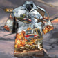 Military Creative Pattern Hawaiian Shirt Fabric Pattern Detail For Coastal Travel