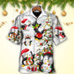 Christmas Penguin Family Hawaiian Shirt Collar And Front View For Island Holidays