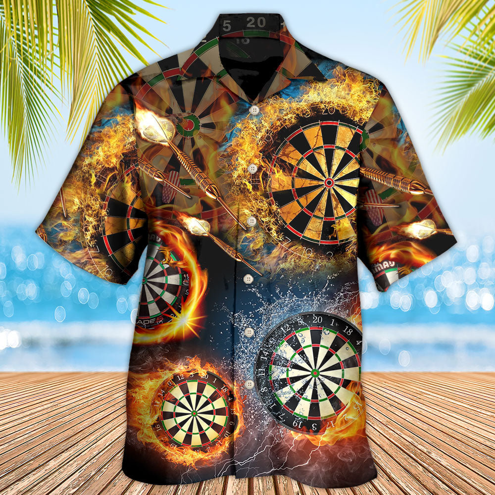 Flame Fire Dart Action Hawaiian Shirt Artwork Detail For Tropical Trips And Casual Outings