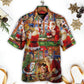Festive Santa Christmas Hawaiian Shirt Graphic Artwork Detail For Coastal Travel