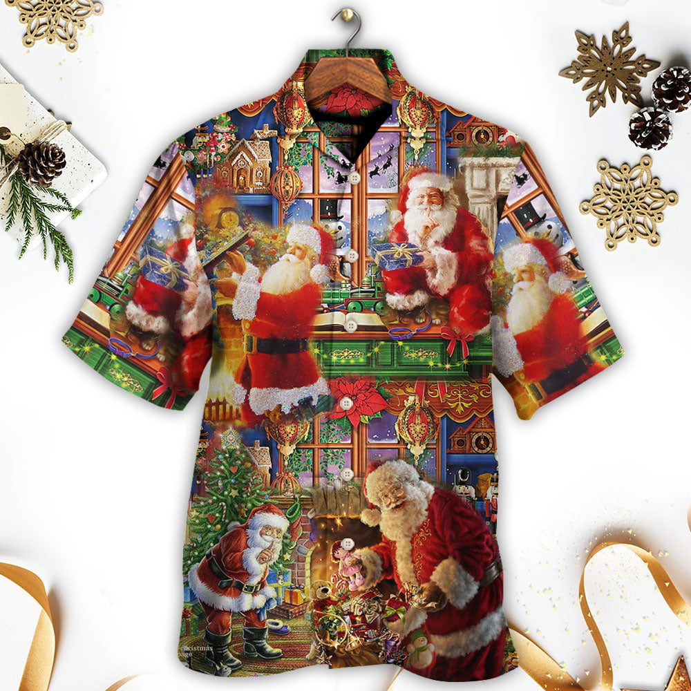 Festive Santa Christmas Hawaiian Shirt Graphic Artwork Detail For Coastal Travel
