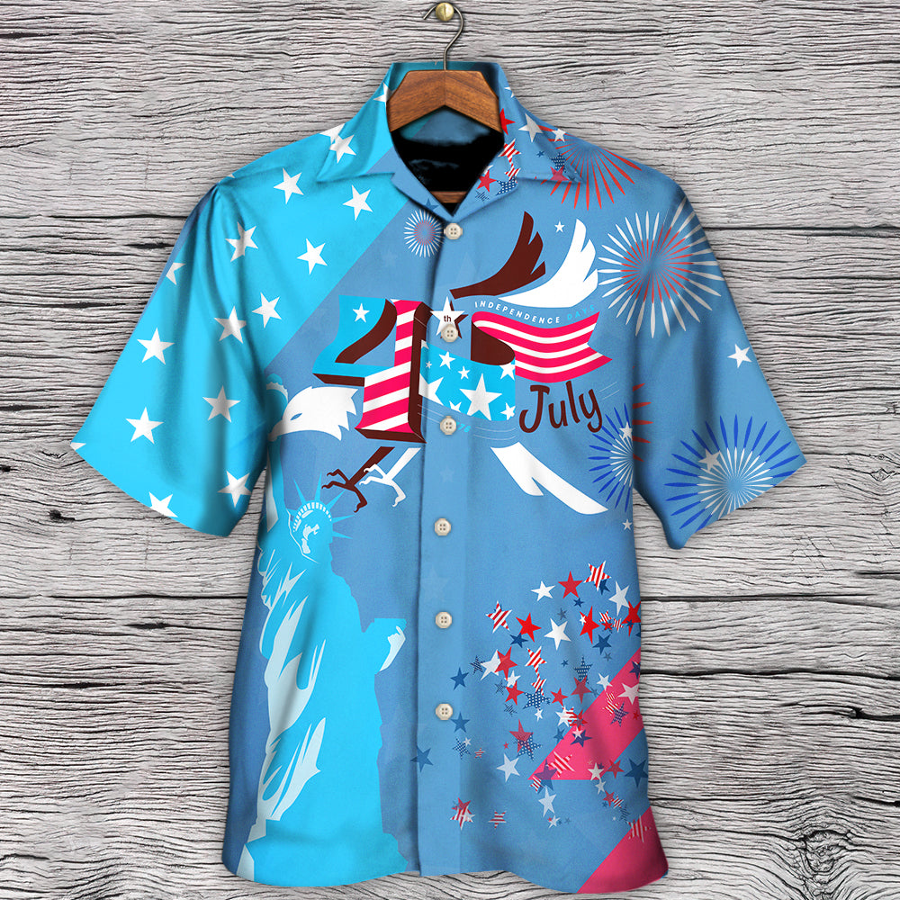 American Independence Fourth Hawaiian Shirt Tropical Styling View For Summer Travel