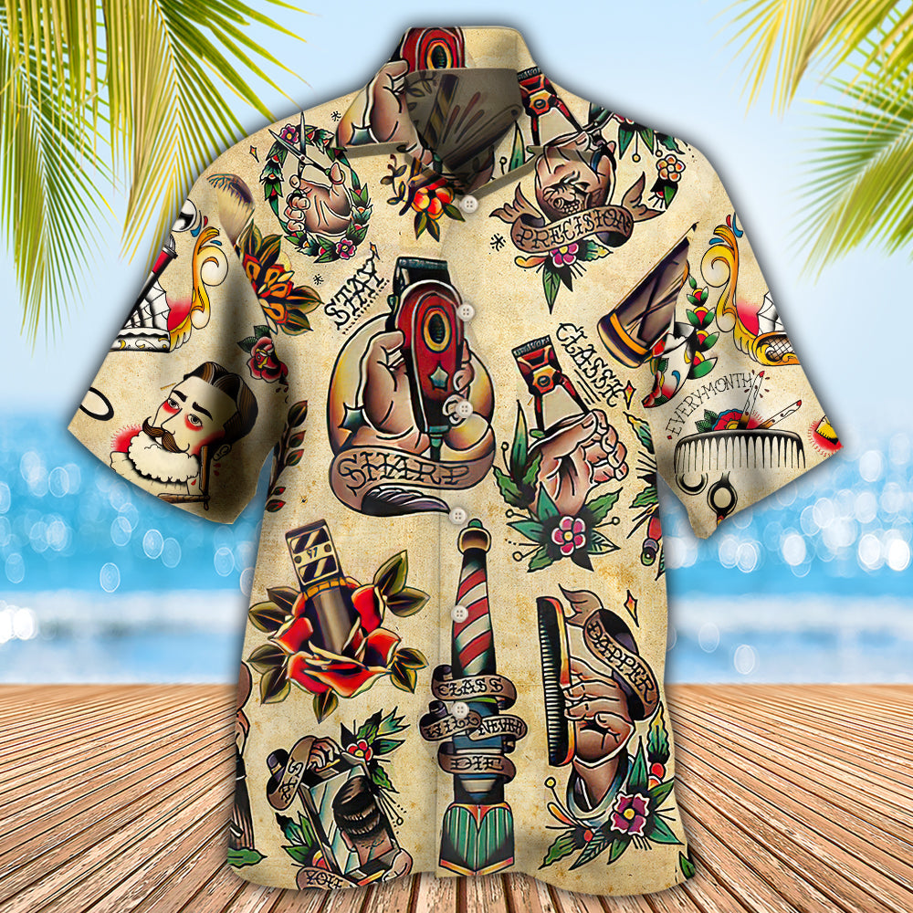 Barber Sharp Stay Hawaiian Shirt Pattern Detail For Summer Holidays And Outdoor Fun