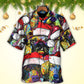 Colorful Christmas Dog Hawaiian Shirt Collar And Front View For Casual Outings