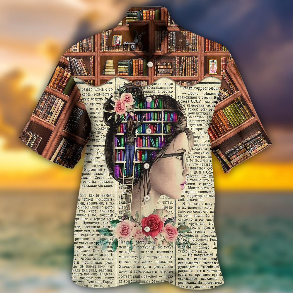 Book Store Hawaiian Shirt Design Detail For Sunny Adventures And Casual Wear