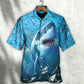 Shark Swims Baitfish Shoal Hawaiian Shirt For Vacation Days And Relaxed Coastal Outings