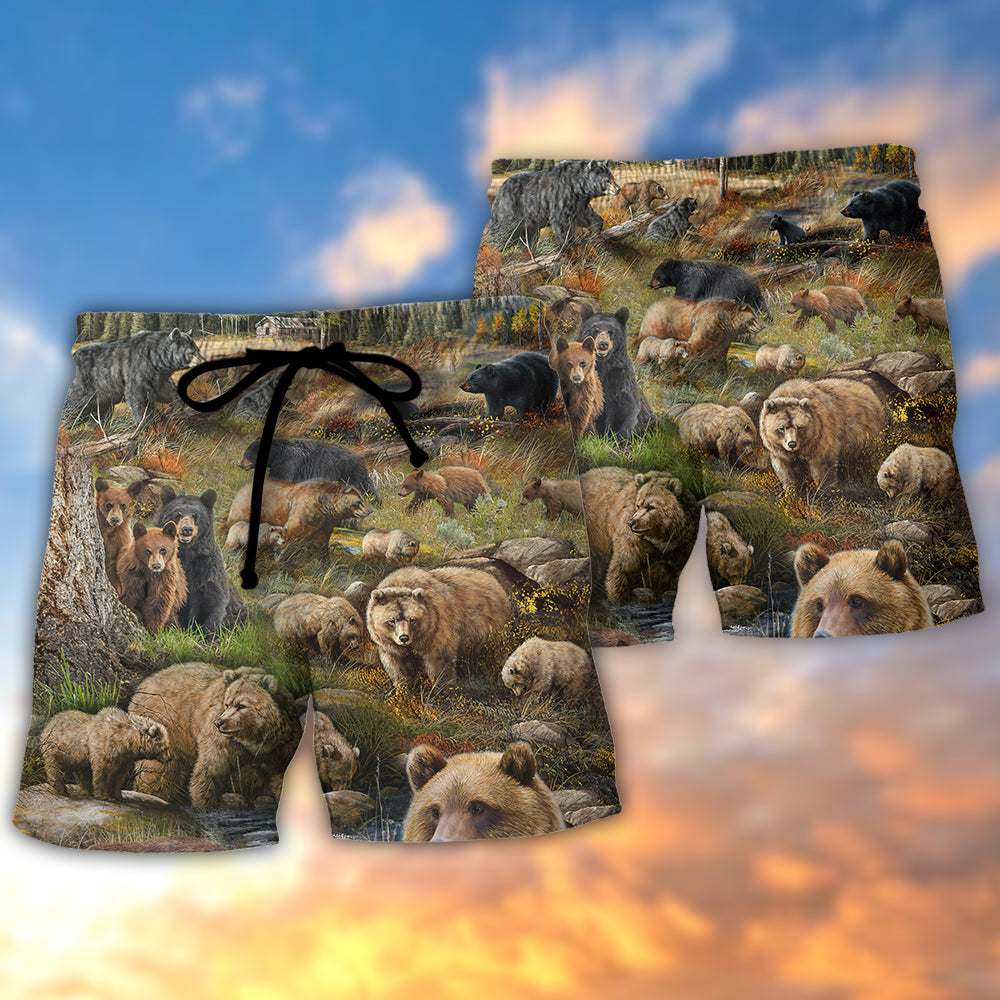 Be Brave Little Bear Inspirational Beach Shorts Pattern View For Coastal Holidays And Casual Activities
