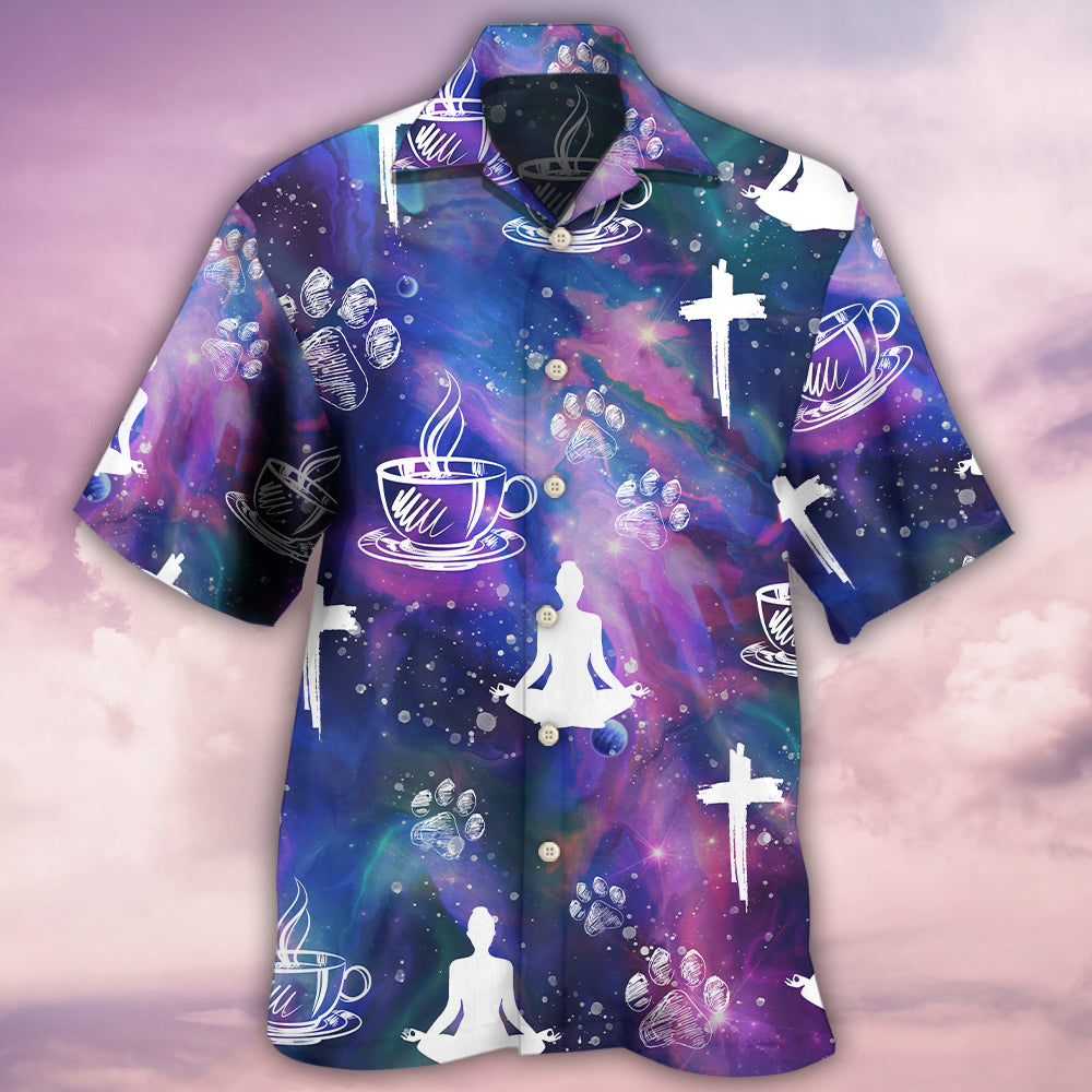Coffee Faith Dog Yoga Hawaiian Shirt For Summer Vacation And Beach Travel