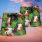 Cow Face Funny Troll Cattle Tropical Style Beach Shorts For Western Inspired Warm Weather Style