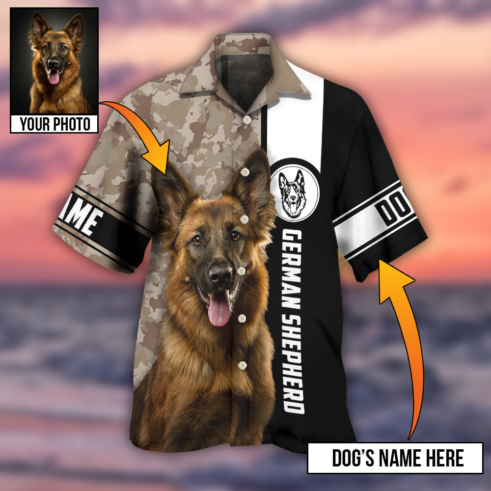 German Shepherd Strong Dog Personalized Photo Hawaiian Shirt All Over Print Detail For Casual Outings