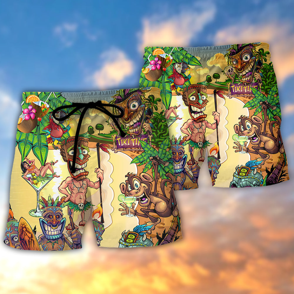 Tiki Cocktail Summer Beach Vibes Beach Shorts Artwork View For Seaside Trips And Casual Style