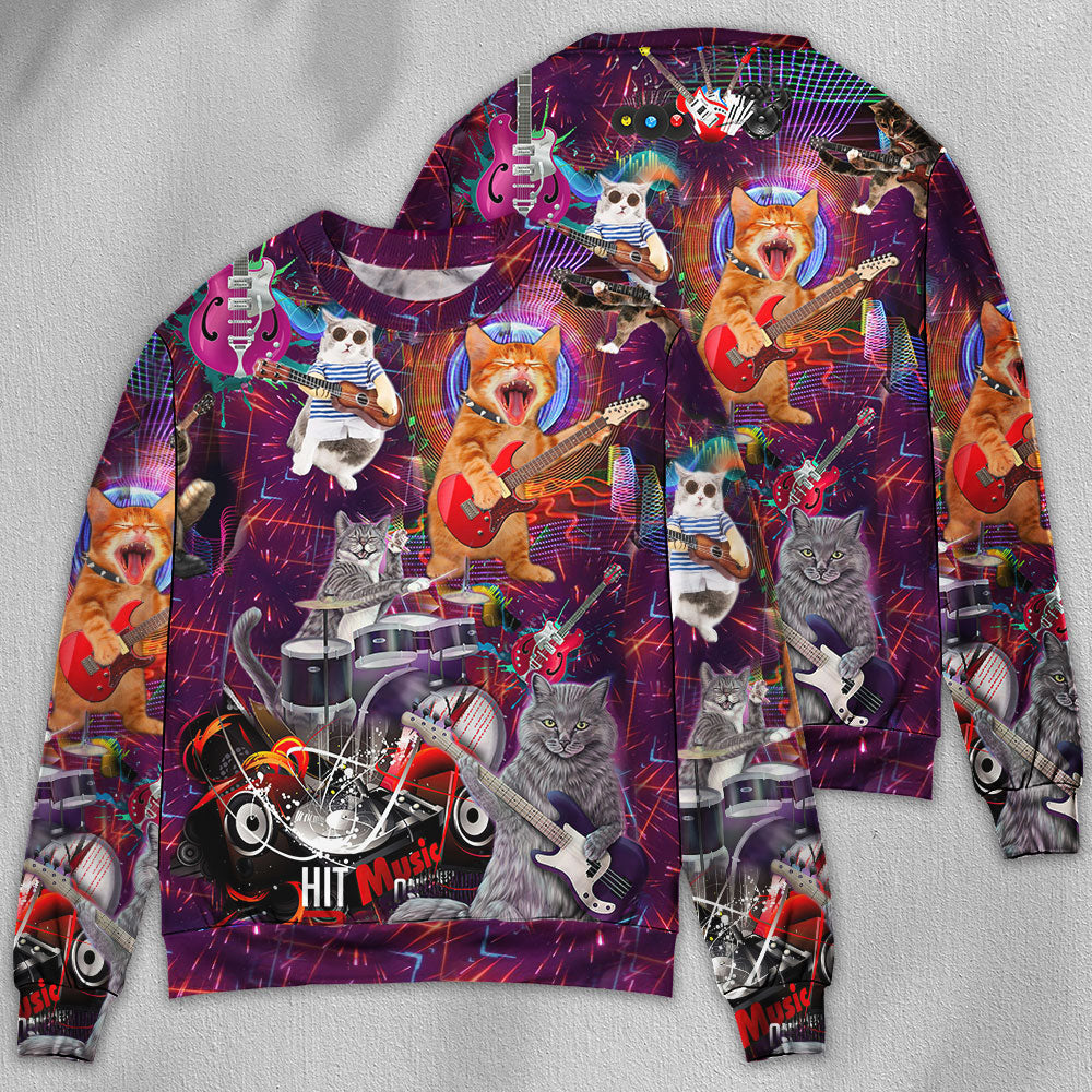 Funny Rocker Cat Sweater For Parties Casual Events And Comfortable Daily Wear