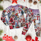 Santa Building A Snowman Gift Long Sleeve Pajamas Set For Holiday Travel And Comfortable Home Wear