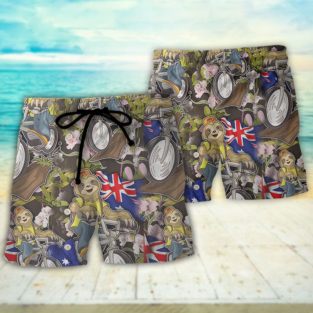 Sloth Australia Cycling Art Beach Shorts For Wildlife Inspired Summer Style