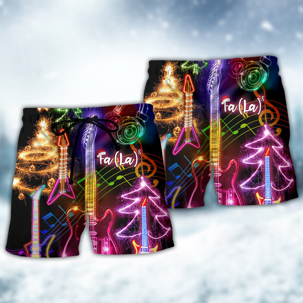 Christmas Guitar Tree Happy Glow Beach Shorts For Coastal Adventures And Relaxed Summer Wear