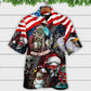Skull Christmas US Flag Skeleton Eagle Vibe Hawaiian Shirt For Summer Events And Casual Outdoor Wear