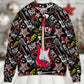 Guitar Rock Soul Merry Christmas Sweater For Holiday Travel Winter Outings And Cheerful Gift Giving