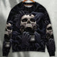 Dark Screaming Skull Fantasy Sweater For Halloween Events Weekend Outings And Creative Gift Giving