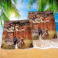 Cowboy Mountain Beach Shorts Pattern View For Weekend Trips And Outdoor Activities