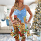 Owl Family Retro Merry Christmas V-Neck Sleeveless Cami Dress For Summer Events And Comfortable Everyday Style