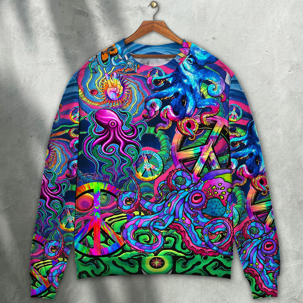 Hippie Octopus Colorful Tie Dye Sweater For Festival Adventures Vacations And Relaxed Daily Styling