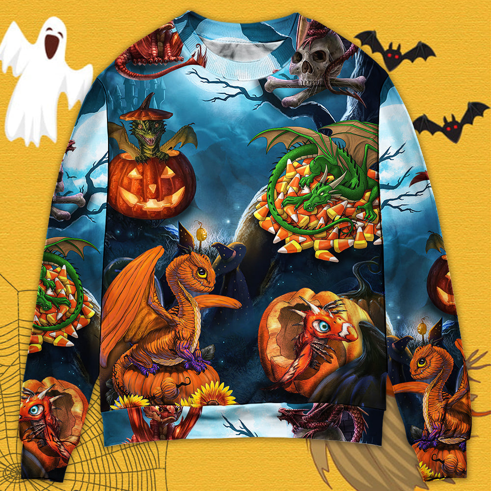 Halloween Dragon Pumpkin Night Sweater For Alternative Outfits Seasonal Events And Everyday Comfort