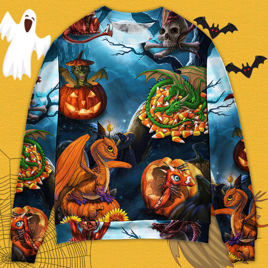 Halloween Dragon Pumpkin Night Sweater For Alternative Outfits Seasonal Events And Everyday Comfort
