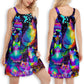 Cat World Ruling V-Neck Sleeveless Cami Dress For Vacations And Playful Everyday Style