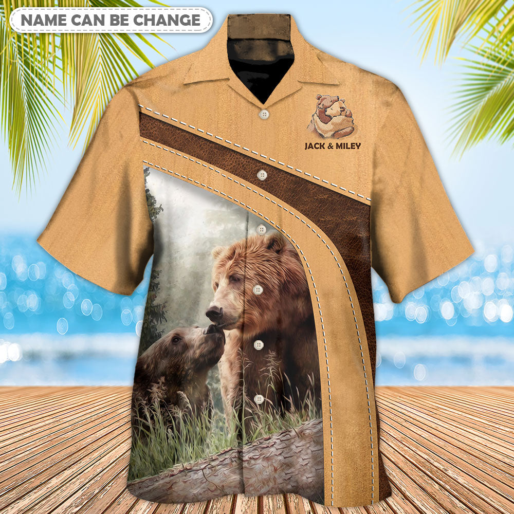 Bear Old Honey Personalized Hawaiian Shirt Artwork Detail For Tropical Trips And Casual Outings
