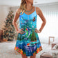 Christmas Whales Under The Sea V-Neck Sleeveless Cami Dress For Festive Events And Casual Summer Styling