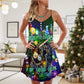Christmas Billiard Funny Holiday V-Neck Sleeveless Cami Dress For Summer Events And Comfortable Everyday Style