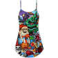Christmas Skull Scary Holiday V-Neck Sleeveless Cami Dress For Summer Events And Comfortable Everyday Style