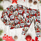 Cute Santa And Holiday Reindeer Long Sleeve Pajamas Set For Festive Sleepovers And Family Photos