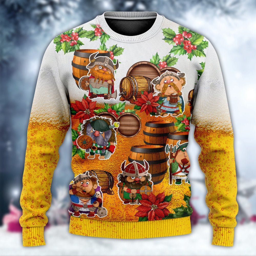 Viking Beer Theme Funny Christmas Sweater For Winter Parties Seasonal Adventures And Relaxed Everyday Styling