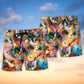 Funny Colorful Cat Mixer Beach Shorts Print Detail For Beach Activities And Vacation Wear
