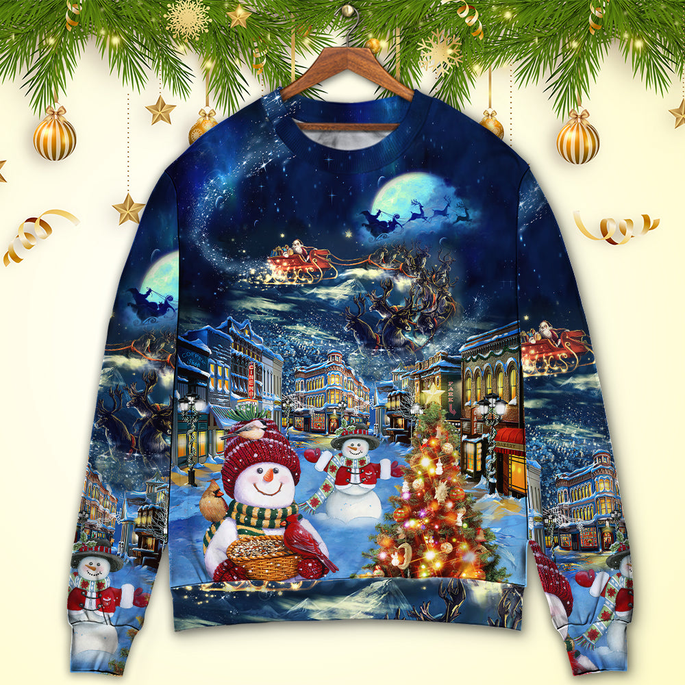 Christmas Family Snowman Santa Holiday Lights Sweater For Festive Family Events Casual Wear And Holiday Gift Giving