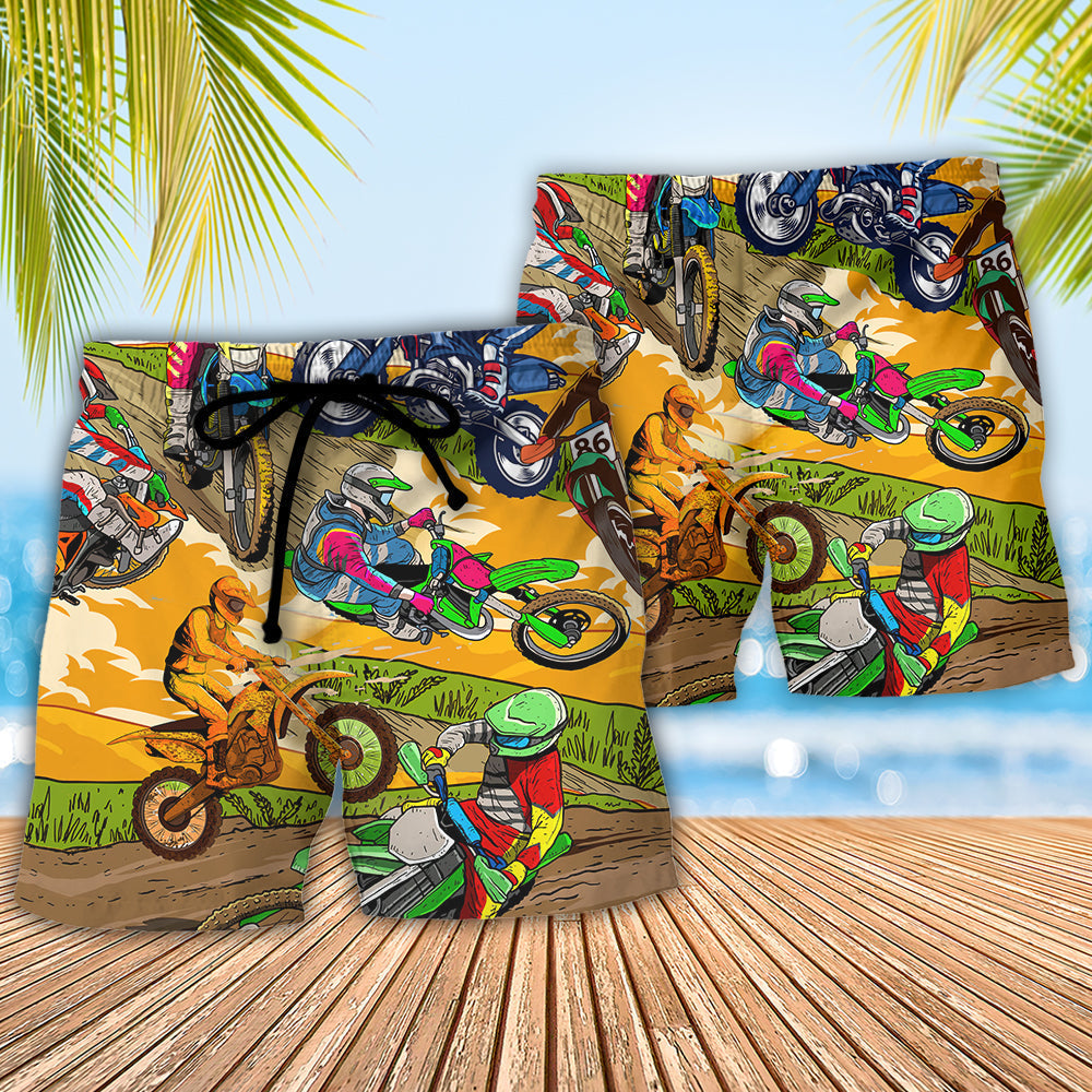 Motorcycle Life Is Risk Cool Rider Beach Shorts For Racing Fans And Beach Days